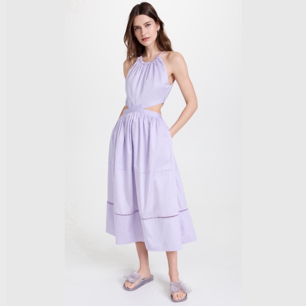 NWT Something Navy Lavender Lilac Purple Halter Cut-Out Midi Dress MSRP$185